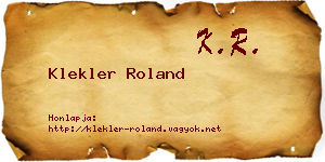 Klekler Roland névjegykártya